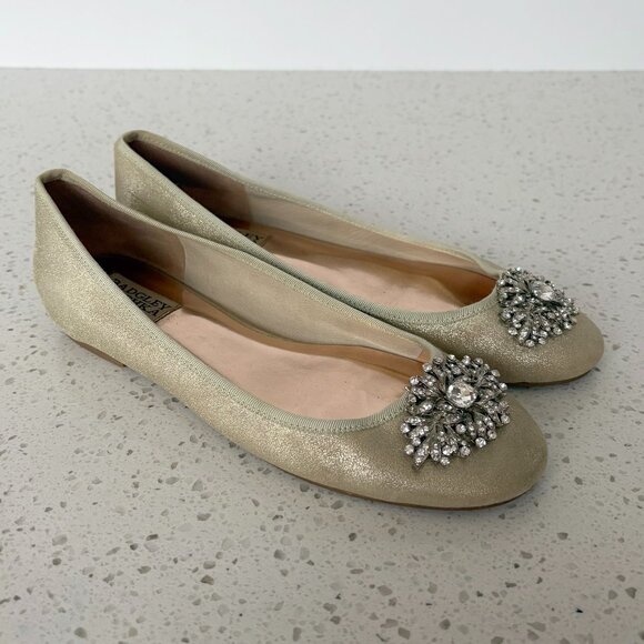 Badgley Mischka - Abella gold leather flats - Picture 1 of 13